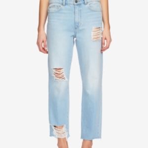 NWT 1 State Cotton Ripped Straight-Leg Jeans